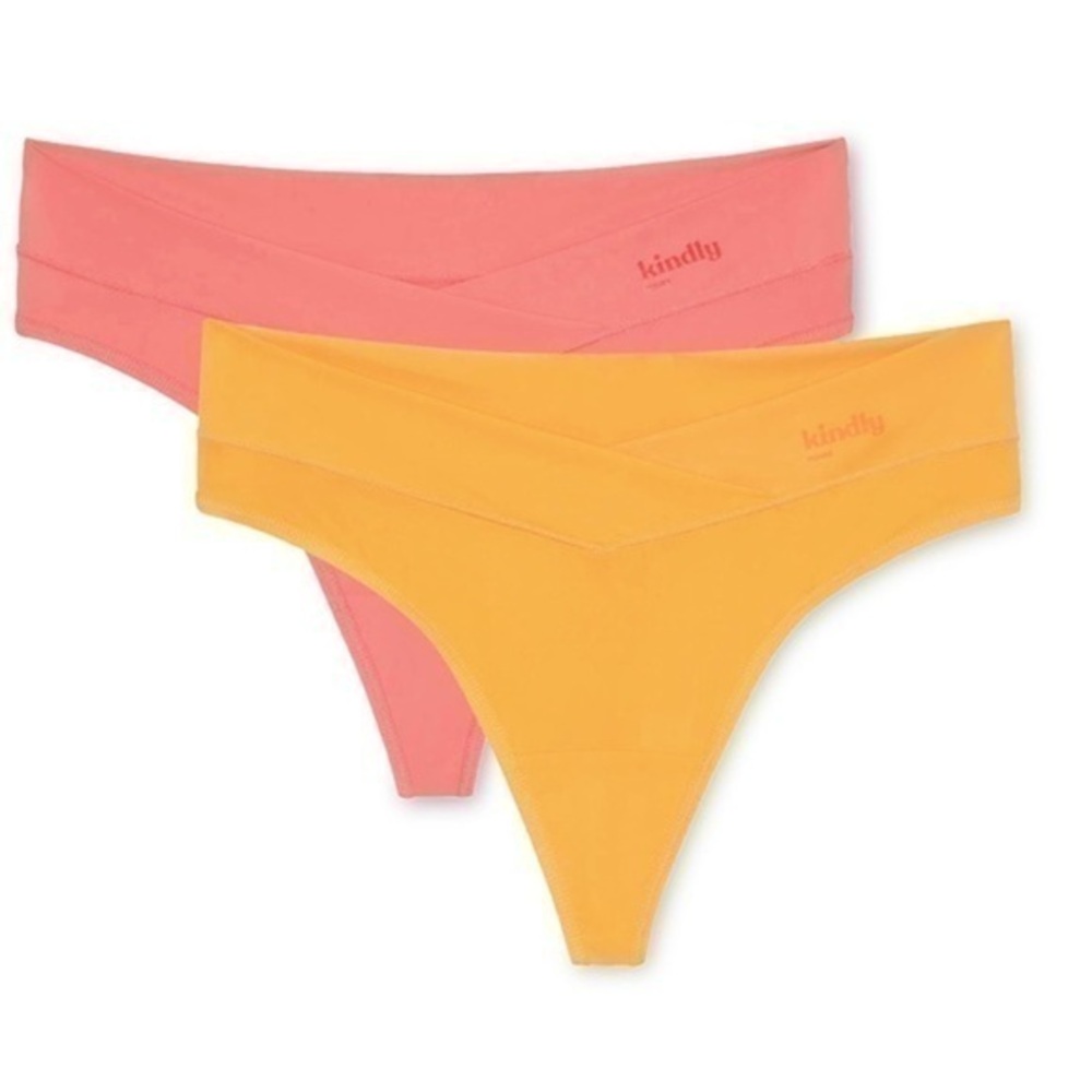 Kindly Yours Women's So Comfy Crossover Waist Thong Panties, 2-Pack Large